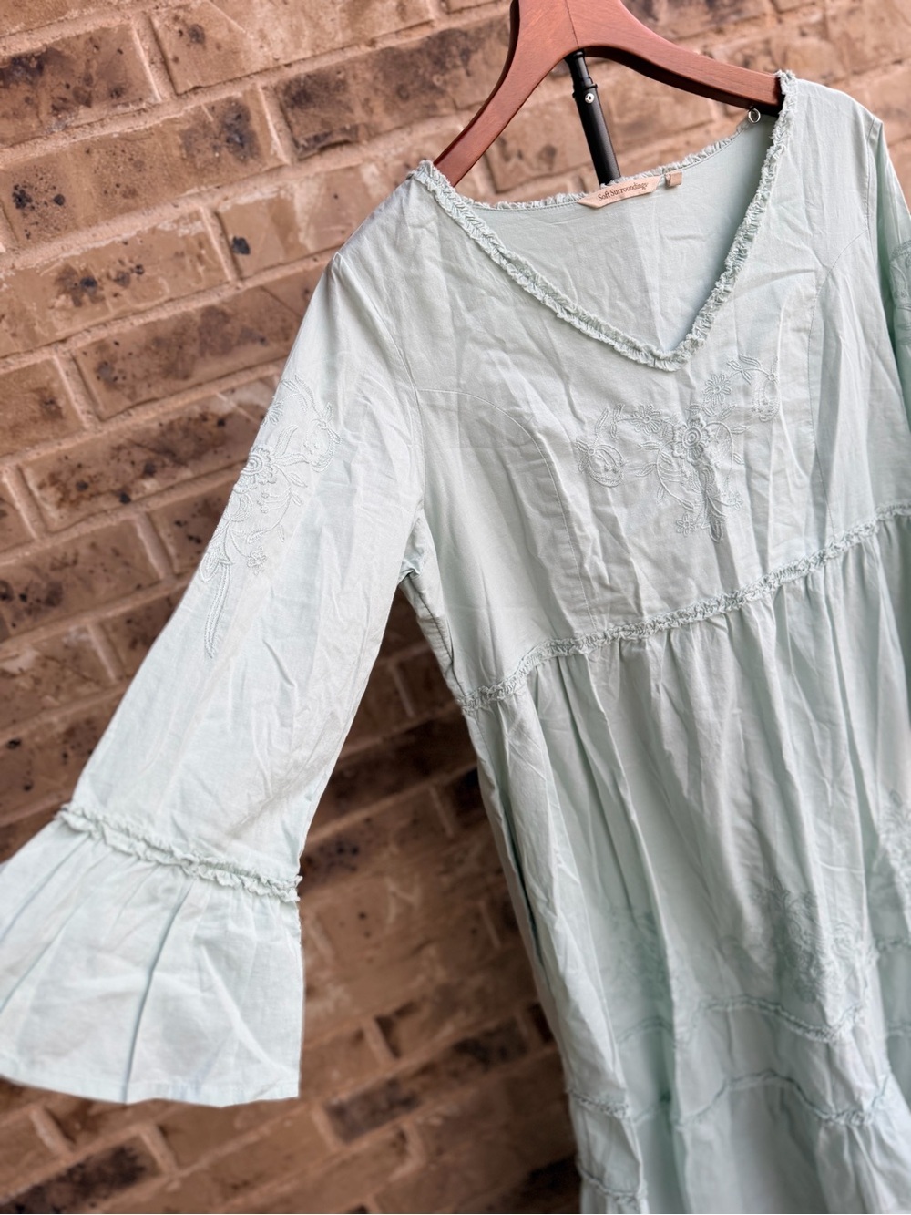 Soft Surroundings Anastasia Nightgown Cumulus Blue Embroidered Maxi Dress Sz M - Picture 4 of 15